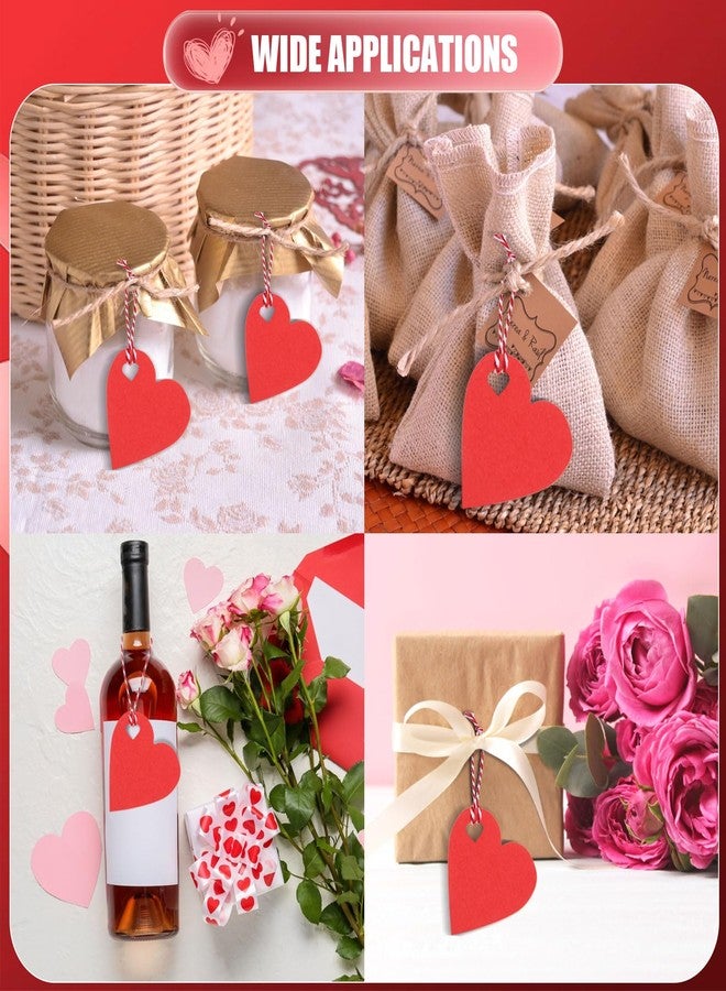 FOBSME 500 Pcs Red Heart Gift Tags Valentine's Day Heart Shaped Paper Tags Blank Hearts Hanging Labels Valentine's Gift Wrapping Tag with 328 Ft String for Mother's Day Weddings Party - Image 5